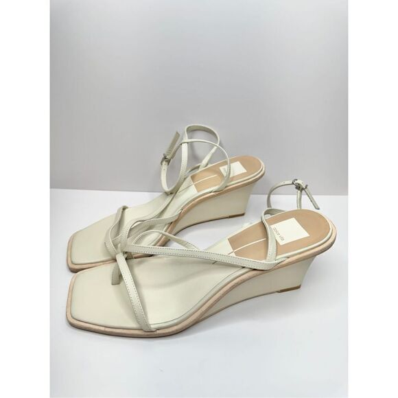 Dolce Vita Sandals Size 11 Gemini Cream Square Toe Wedge Heel - Picture 2 of 8